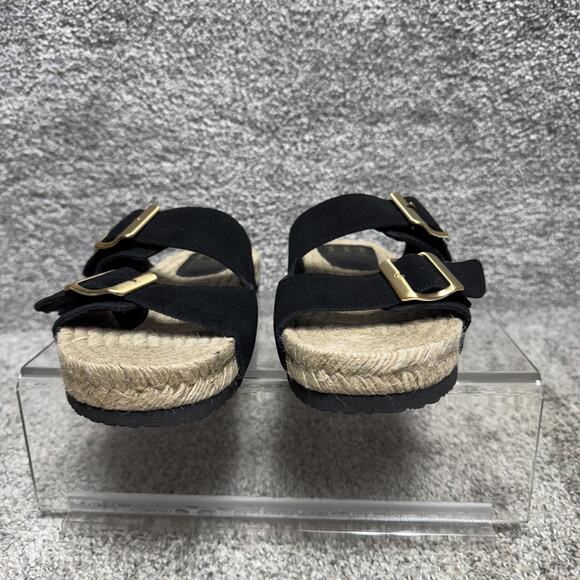 Haute Hippie Style Sandals Womens Size 6.5 Black Espadrille Double Buckle Slides - Picture 4 of 9